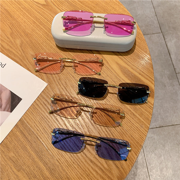 Luxury Rimless Rectangle Sunglasses - Gradient Lenses Y2K Retro Tinted Eyewear