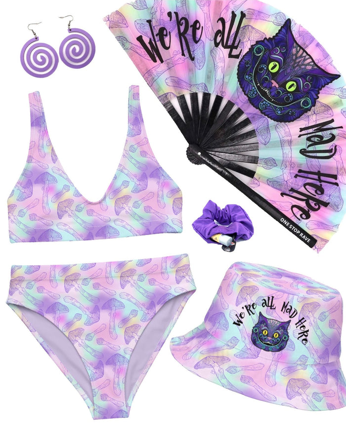 Mad Catter fan paired with matching festival outfit. (Sold Separately)