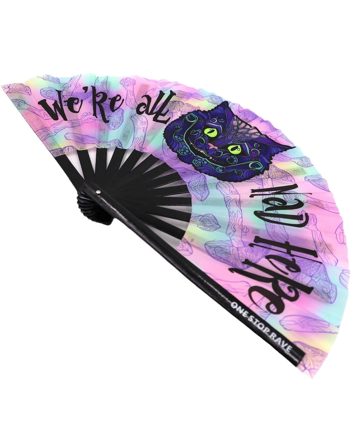 Mad Catter hand fan at angled view