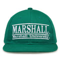 Marshall Retro Bar snapback hat in green, front view