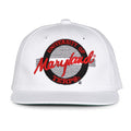 Maryland Retro Circle snapback hat in white, front view