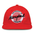 Maryland Retro Circle snapback hat in red, front view