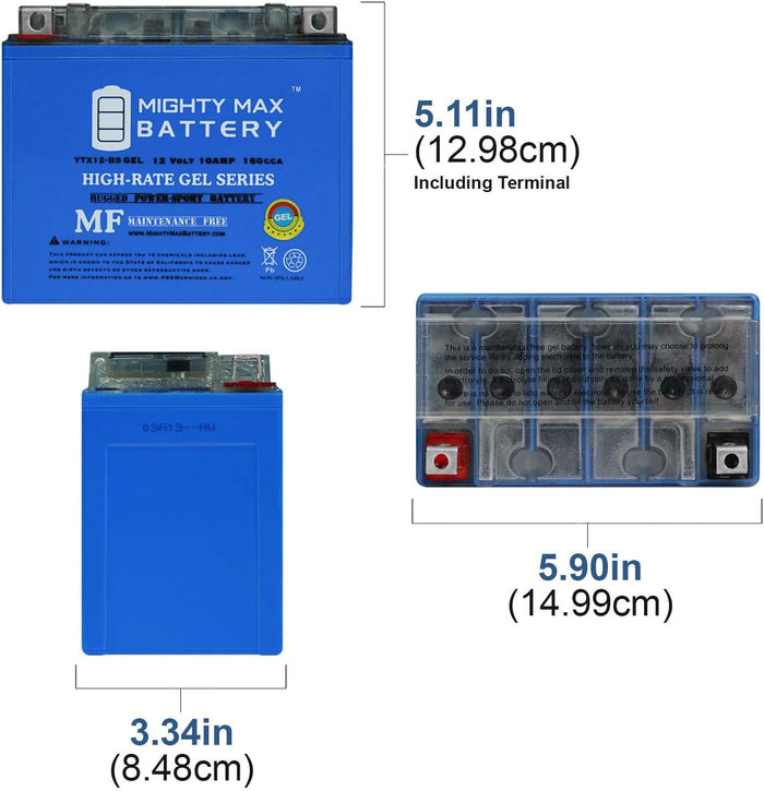 Mighty Max Mighty Max 12V 10 AH GEL 180 CCA Rechargeable Maintenance Free SLA AGM Battery