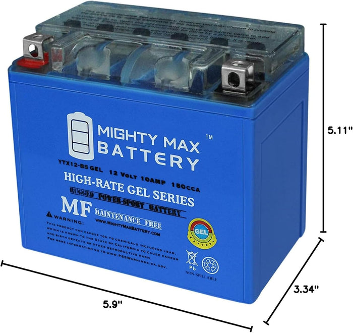 Mighty Max Mighty Max 12V 10 AH GEL 180 CCA Rechargeable Maintenance Free SLA AGM Battery