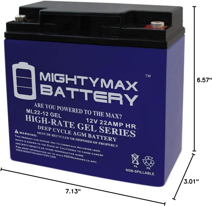 Mighty Max Mighty Max 12V 22 AH GEL Rechargeable Maintenance Free SLA AGM Battery