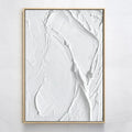 White 3D Textured Plaster Art Painting on Canvas Minimalist Room Decor