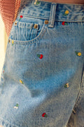 MIOU MUSE - EMBROIDERY DENIM SHORTS
