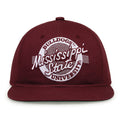 Mississippi State Retro Circle snapback hat in maroon, front view