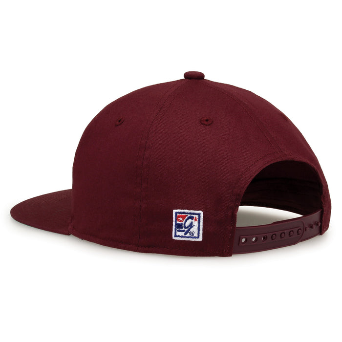 Mississippi State Retro Circle snapback hat in maroon, rear view showing the adjustable snap closure