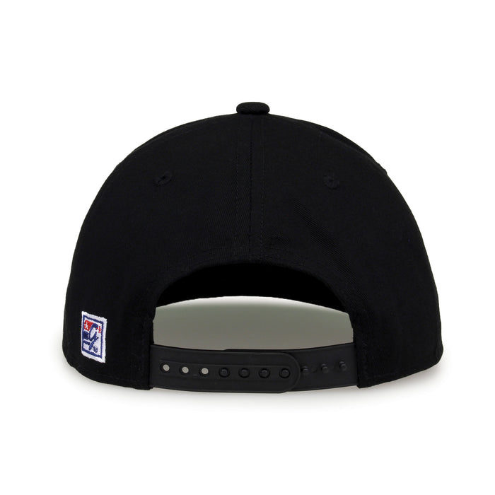 Missouri Retro Circle snapback hat in black, straight rear view showing the adjustable snap closure