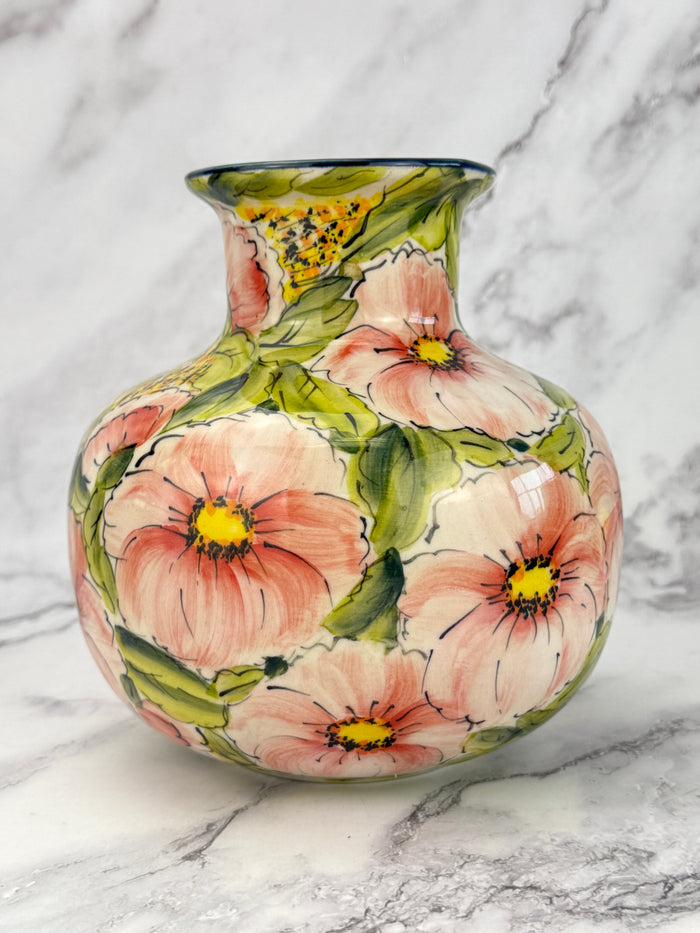 Moja Squat Vase - Pink Flowers