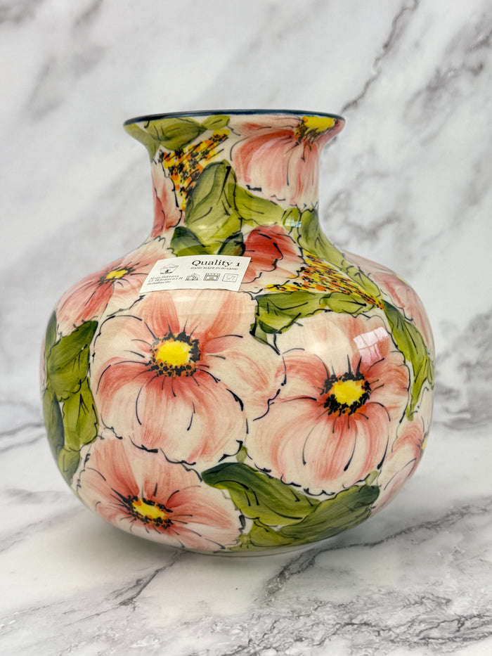 Moja Squat Vase - Pink Flowers
