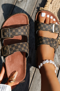 Monogram Double Buckle Slide Sandal