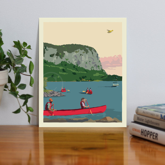 Moosehead Lake, Mt Kineo Art Print 8" x 10" Wall Poster By Alan Claude - Maine