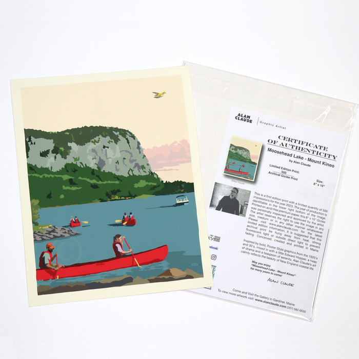 Moosehead Lake, Mt Kineo Art Print 8" x 10" Wall Poster By Alan Claude - Maine