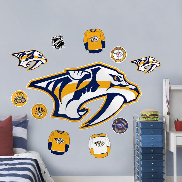 Nashville Predators Repositionable Wall Decal Set - Team Logos