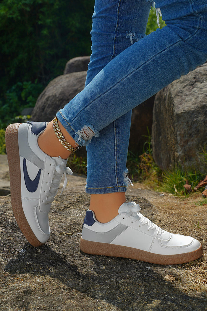 Navy Panel Court Sneaker with Gum Sole