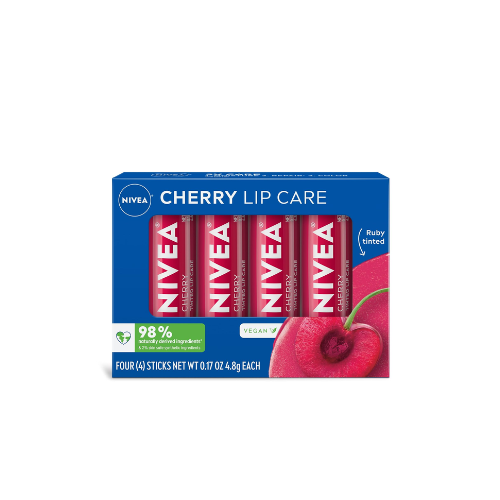 NIVEA Cherry Lip Care 0.17 Oz Stick, Pack of 4