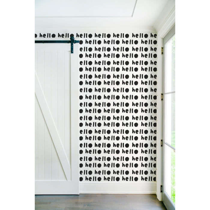 Designer Unique high quality white ground with carbon black oh hi wallpaper by kerri rosenthal - designer wall paper