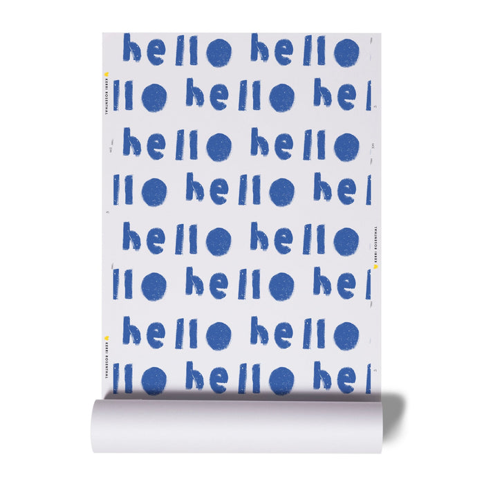 High quality white ground with indigo blue oh hi wallpaper by kerri rosenthal - designer wall paper