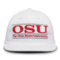 Ohio State Retro Bar snapback hat in white, front view