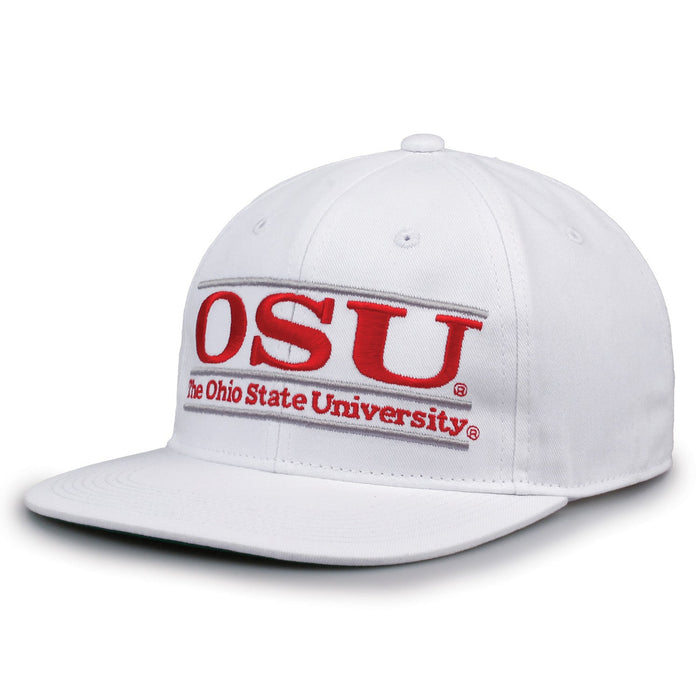 Ohio State Retro Bar snapback hat in white, angled view