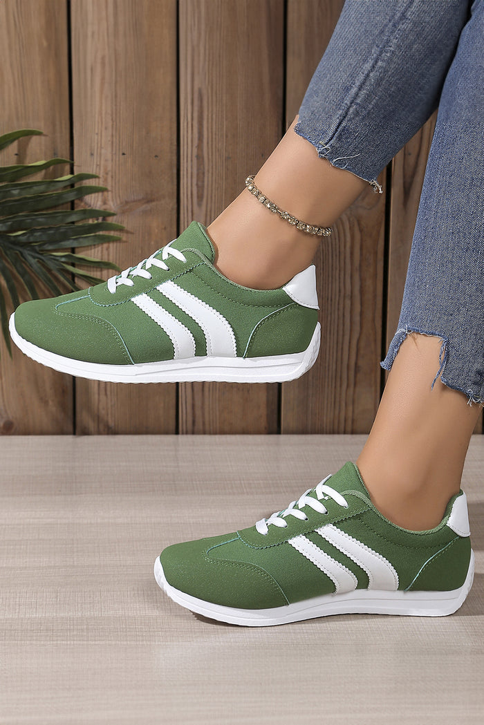 Olive Double Stripe Retro Runner Sneaker