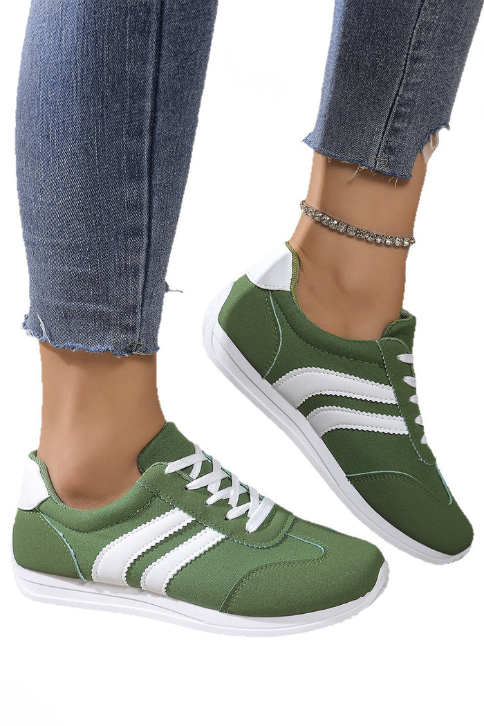 Olive Double Stripe Retro Runner Sneaker