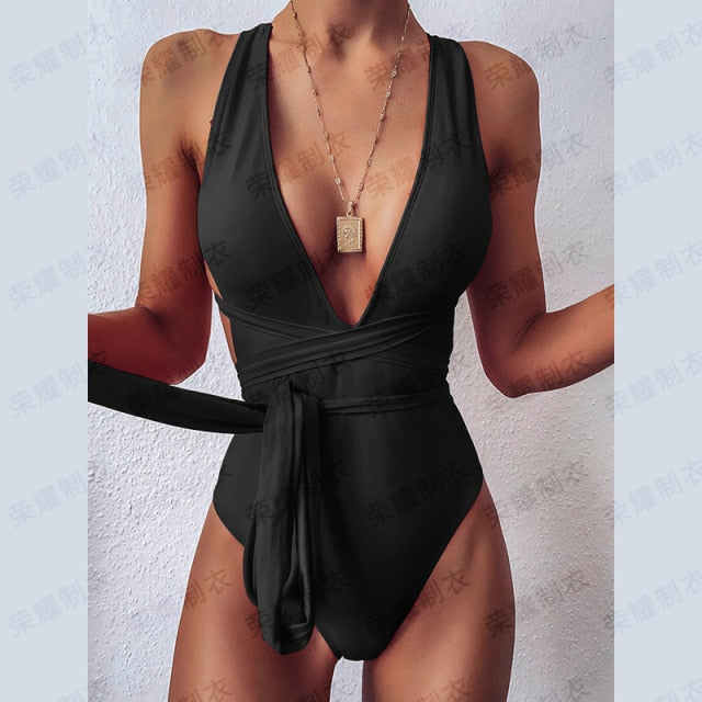 One-Piece Bandage Swimsuit – Flattering Chic Swimwear