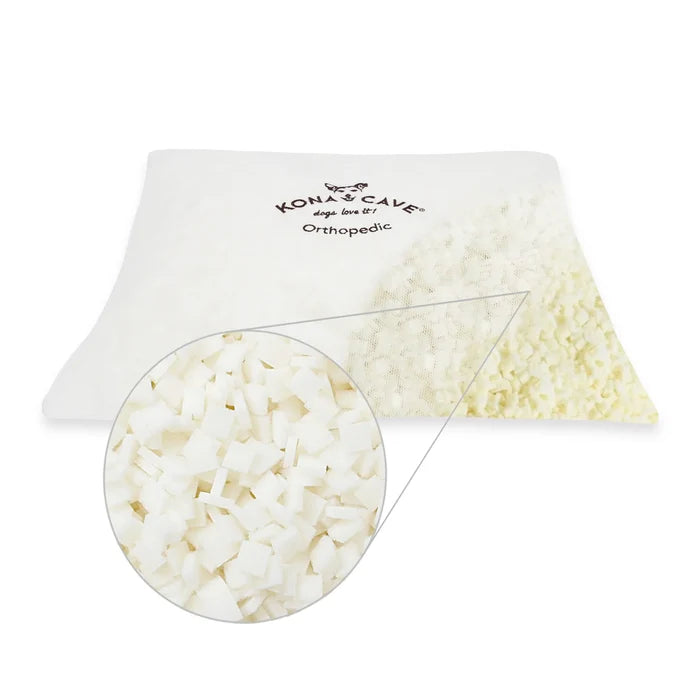 KONA CAVE® luxury Orthopedic memory foam dog cushion. Shredded memory foam for superior support. Breathable.