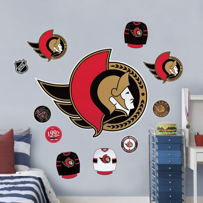Ottawa Senators Repositionable Wall Decal Set - Team Logos