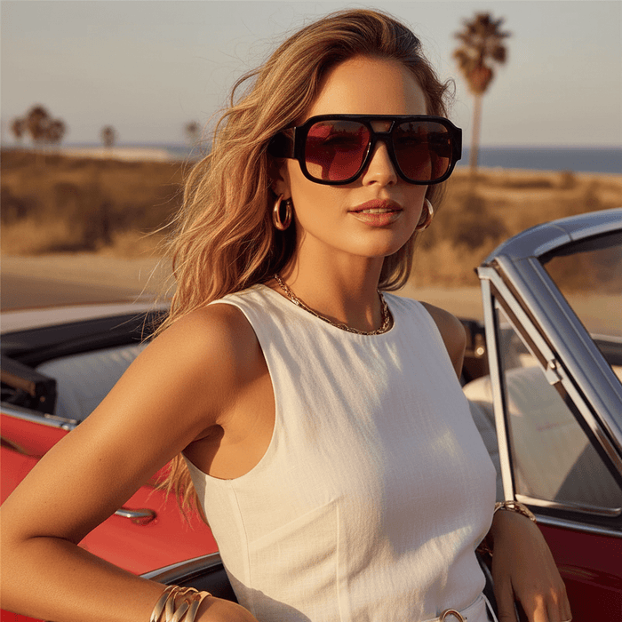 Oversized Double Bridge Aviator Sunglasses - The PM Edit