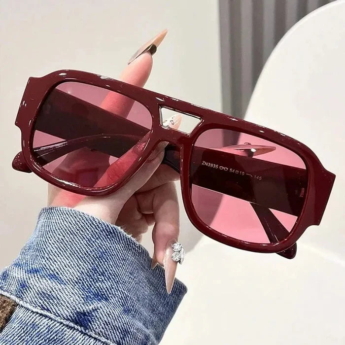 Oversized Double Bridge Aviator Sunglasses - The PM Edit