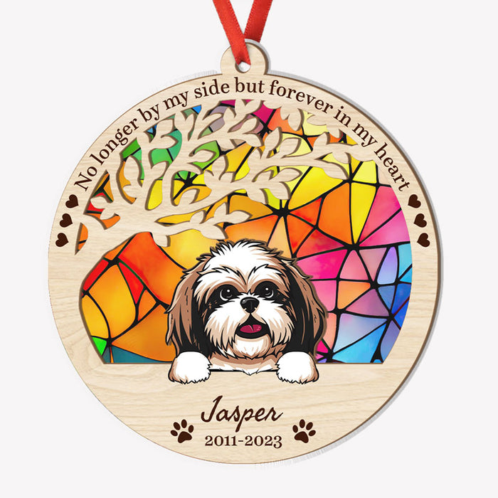 Peeking Dog Memorial Suncatcher - Once by My Side, Personalized Pet Loss Sympathy Gift