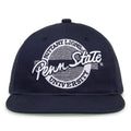 Penn State Retro Circle snapback hat in navy, front view