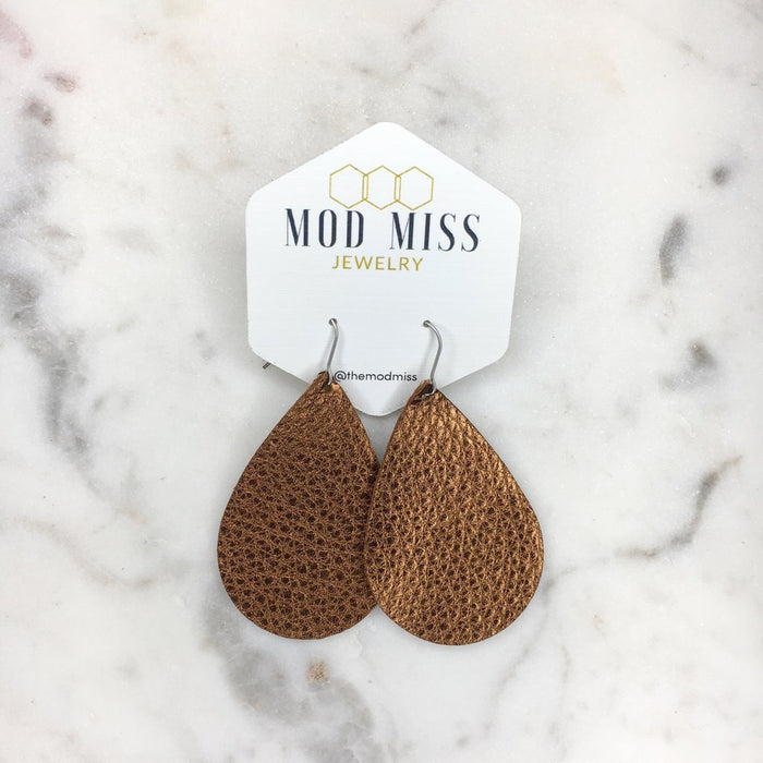 "Penny" Metallic Brown Chunky Teardrop Earrings - twistedbuffaloboutique