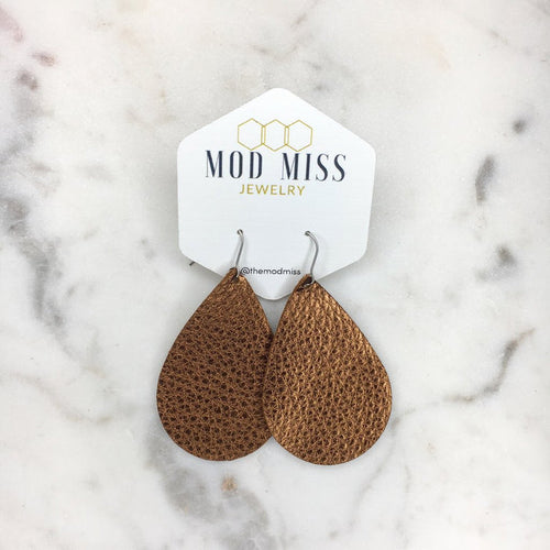 "Penny" Metallic Brown Chunky Teardrop Earrings - twistedbuffaloboutique