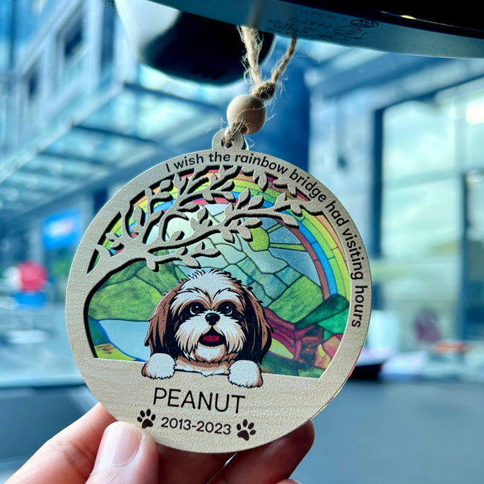Pet Loss Suncatcher - The Rainbow Bridge Had Visiting Hours, Personalized Dog Memorial Gift
