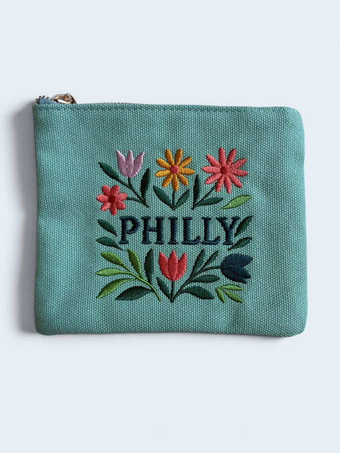 Philly Embroidered Zipper Pouch