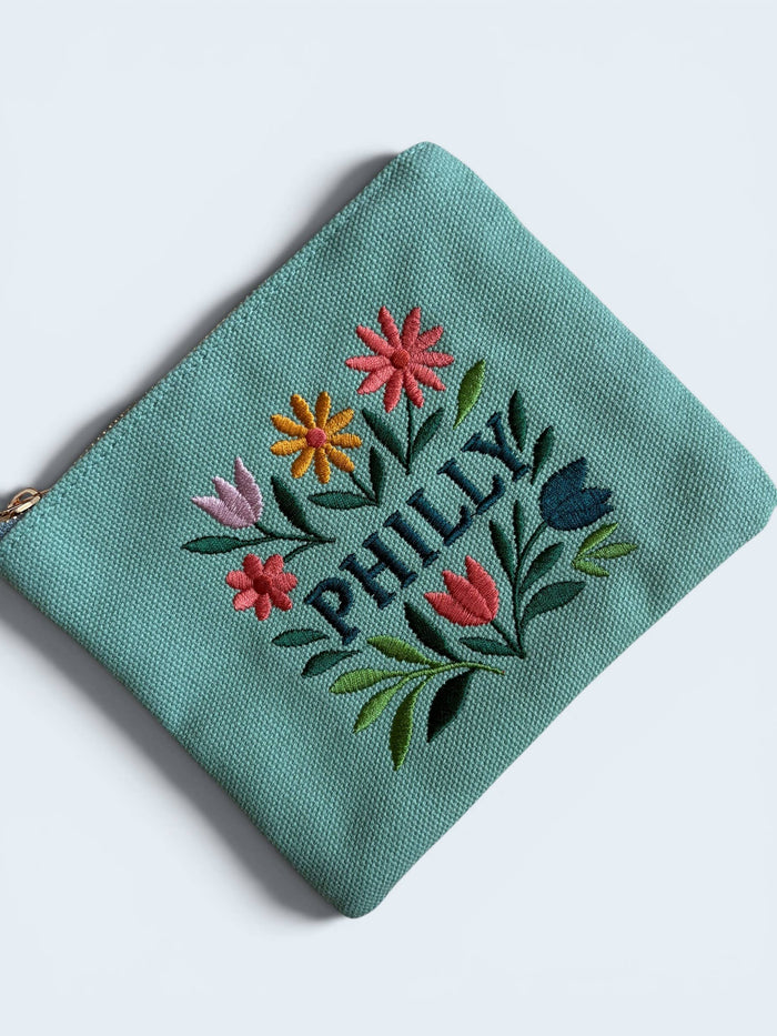 Philly Embroidered Zipper Pouch