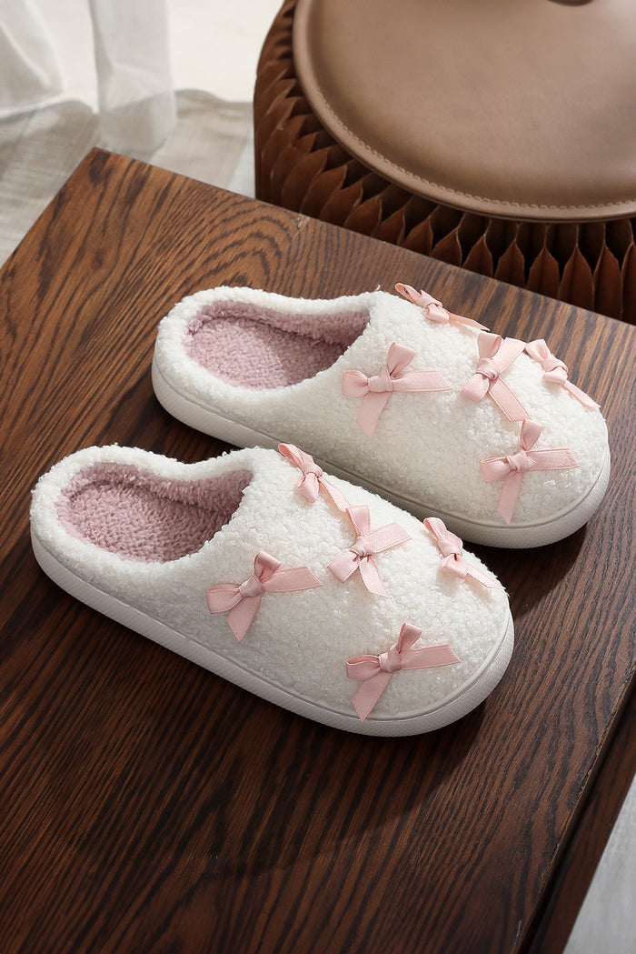 Pink Bow Sherpa House Slippers | Coquette Cozy Slippers