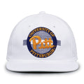 Pittsburgh Retro Circle snapback hat in white, front view
