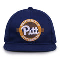 Pittsburgh Retro Circle snapback hat in royal blue, front view
