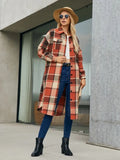 Plaid Pocketed Button Up Trench Coat - The PM Edit