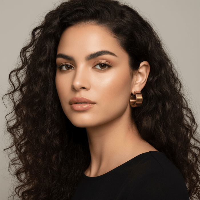 Wide Band Gold Huggie Hoop Earrings | Waterproof Stainless Steel Minimalist Jewelry - The PM Edit