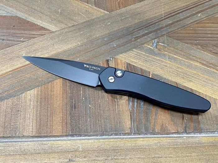 Pro-Tech Newport 3407 Auto Knife Black (3") (Black Blade) - NORTH RIVER OUTDOORS
