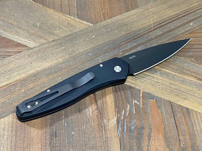 Pro-Tech Newport 3407 Auto Knife Black (3") (Black Blade) - NORTH RIVER OUTDOORS