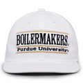 Purdue Retro Bar snapback hat in white, front view