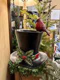 Red Cardinal Black Top Hat Arrow Replacement with Open Top for Florals