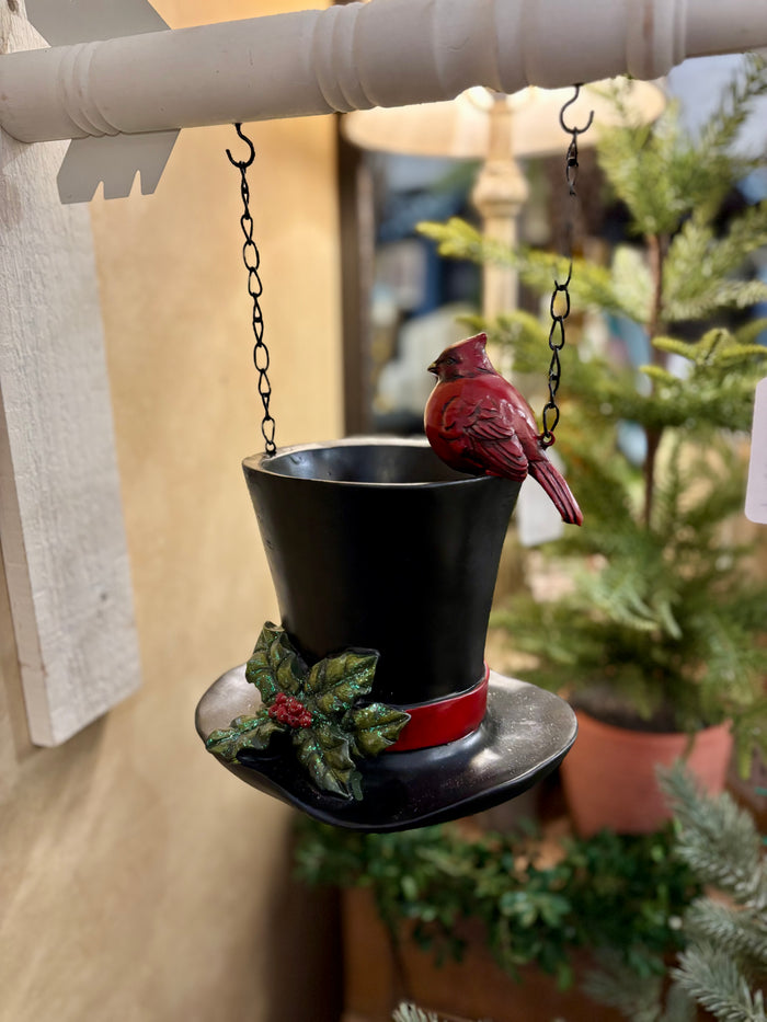 Red Cardinal Black Top Hat Arrow Replacement with Open Top for Florals